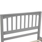 Cama de plataforma de madera maciza tamaño individual, base de cama de madera individual con cabecero para dormitorio
