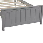 Cama de plataforma de madera maciza tamaño individual, base de cama de madera individual con cabecero para dormitorio