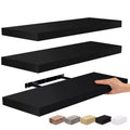 Set of 3 (24x9) Sorbus Rectangle Floating Shelves with Invisible Brackets - for Bedroom, Kitchen Decor, Bathroom Shelves