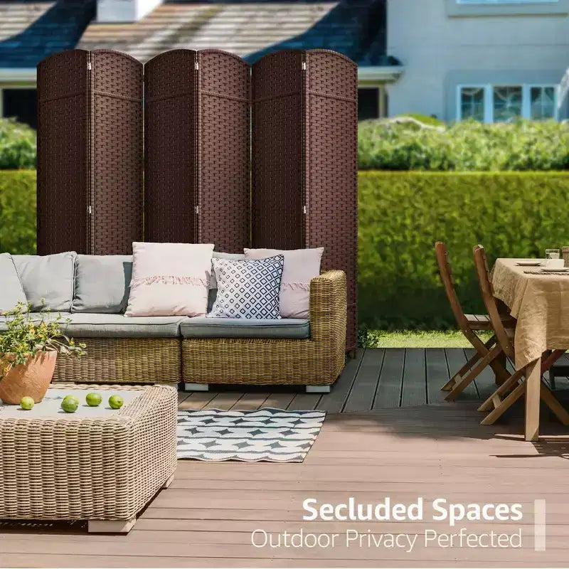 Separadores de ambientes Sorbus extra anchos de doble bisagra y 6 paneles - Biombos plegables de diseño de malla tejida a mano, divisor de pared para separación de ambientes