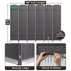 Separadores de ambientes Sorbus extra anchos de doble bisagra y 6 paneles - Biombos plegables de diseño de malla tejida a mano, divisor de pared para separación de ambientes
