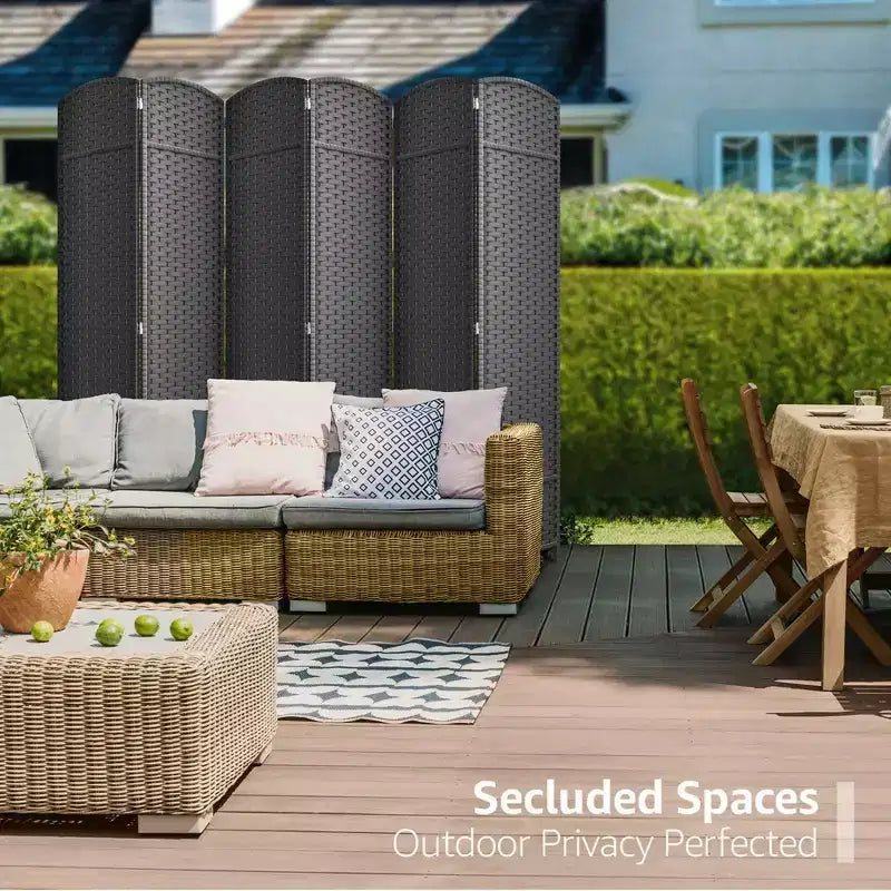 Separadores de ambientes Sorbus extra anchos de doble bisagra y 6 paneles - Biombos plegables de diseño de malla tejida a mano, divisor de pared para separación de ambientes