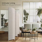 Separadores de ambientes Sorbus extra anchos de doble bisagra y 6 paneles - Biombos plegables de diseño de malla tejida a mano, divisor de pared para separación de ambientes