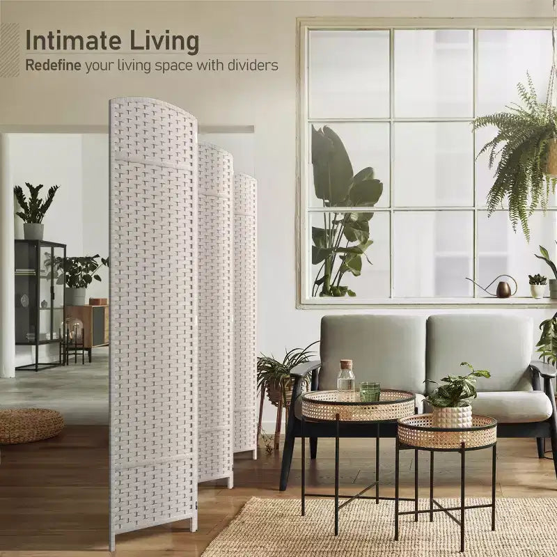 Separadores de ambientes Sorbus extra anchos de doble bisagra y 6 paneles - Biombos plegables de diseño de malla tejida a mano, divisor de pared para separación de ambientes