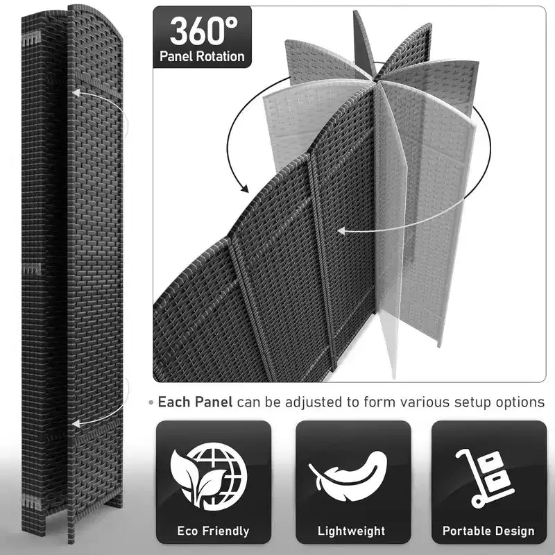 Separadores de ambientes Sorbus extra anchos de doble bisagra y 6 paneles - Biombos plegables de diseño de malla tejida a mano, divisor de pared para separación de ambientes