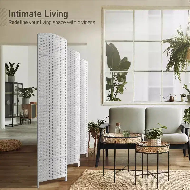 Separadores de ambientes Sorbus extra anchos de doble bisagra y 6 paneles - Biombos plegables de diseño de malla tejida a mano, divisor de pared para separación de ambientes