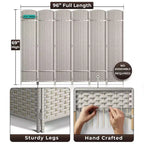 Separadores de ambientes Sorbus extra anchos de doble bisagra y 6 paneles - Biombos plegables de diseño de malla tejida a mano, divisor de pared para separación de ambientes