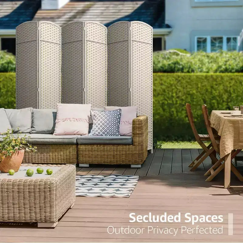 Separadores de ambientes Sorbus extra anchos de doble bisagra y 6 paneles - Biombos plegables de diseño de malla tejida a mano, divisor de pared para separación de ambientes