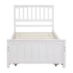 Plataforma doble con nido, estructura de cama de madera con cabecero y pie de cama para dormitorio