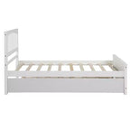 Plataforma doble con nido, estructura de cama de madera con cabecero y pie de cama para dormitorio