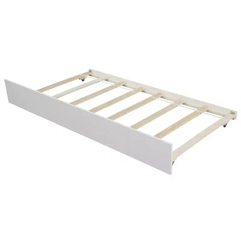 Plataforma doble con nido, estructura de cama de madera con cabecero y pie de cama para dormitorio