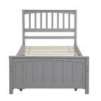 Plataforma doble con nido, estructura de cama de madera con cabecero y pie de cama para dormitorio