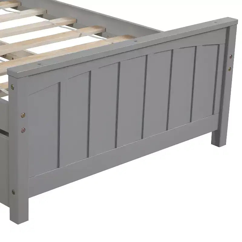 Plataforma doble con nido, estructura de cama de madera con cabecero y pie de cama para dormitorio