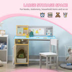Juego de escritorio y silla Whisen para niños y niños pequeños, escritorio de estudio para niños, muebles infantiles con pizarra blanca - Gris