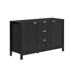 Aparador Clihome con diseño ondulado - 3 estantes ajustables, 3 cajones y puertas de cierre suave, mesa consola de almacenamiento con tiradores de metal