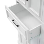 Armario de almacenamiento de baño independiente con cajón, estantes ajustables, puertas con bisagras amortiguadas, acabado pintado duradero, blanco - ModernLuxe