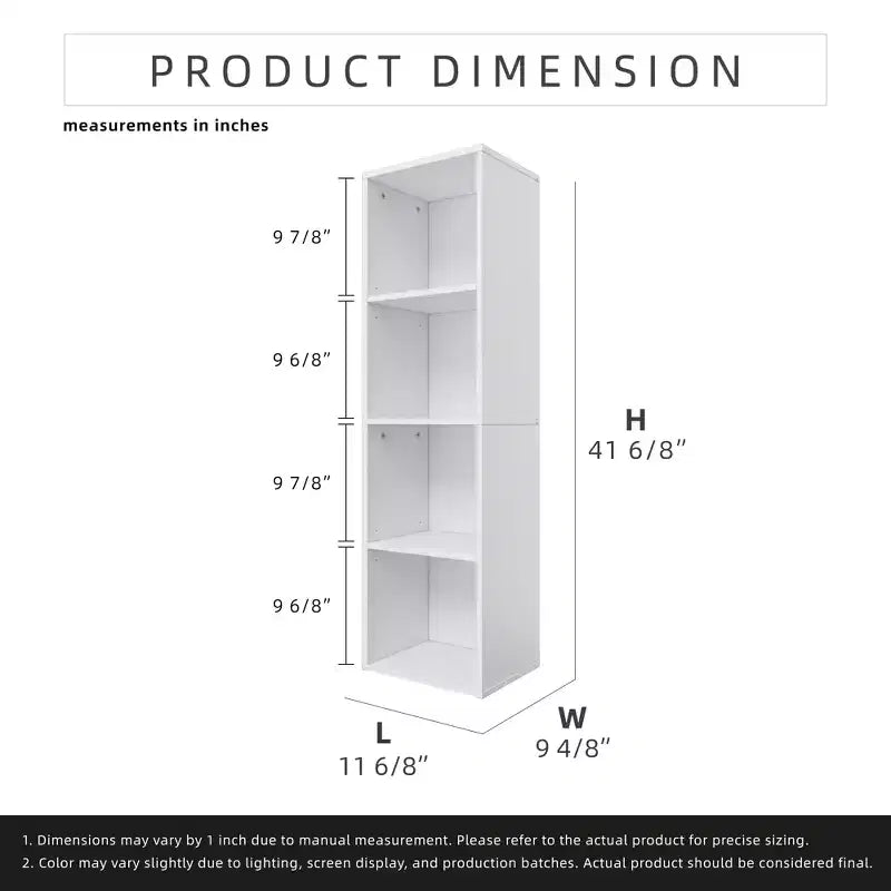 Homez Estantería Etagere Alta de Madera de 41.93 pulgadas con 4 estantes ajustables
