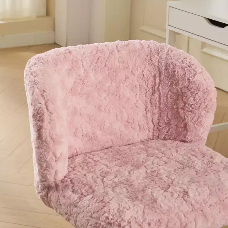 Silla de oficina MAYEERTY de pelo de conejo artificial - Base de metal, giratoria ajustable, silla de tocador, violeta