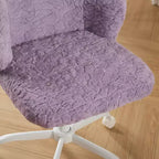 Silla de oficina MAYEERTY de pelo de conejo artificial - Base de metal, giratoria ajustable, silla de tocador, violeta