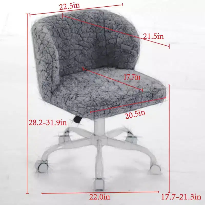Silla de oficina MAYEERTY de pelo de conejo artificial - Base de metal, giratoria ajustable, silla de tocador, violeta