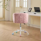 Silla de oficina MAYEERTY de pelo de conejo artificial - Base de metal, giratoria ajustable, silla de tocador, violeta