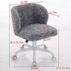 Silla de oficina MAYEERTY de pelo de conejo artificial - Base de metal, giratoria ajustable, silla de tocador, violeta