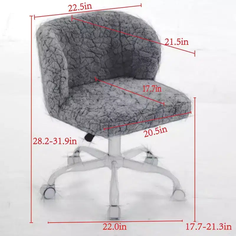 Silla de oficina MAYEERTY de pelo de conejo artificial - Base de metal, giratoria ajustable, silla de tocador, violeta