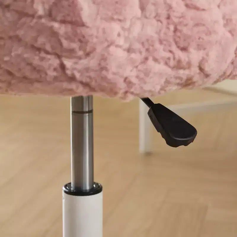 Silla de oficina MAYEERTY de pelo de conejo artificial - Base de metal, giratoria ajustable, silla de tocador, violeta