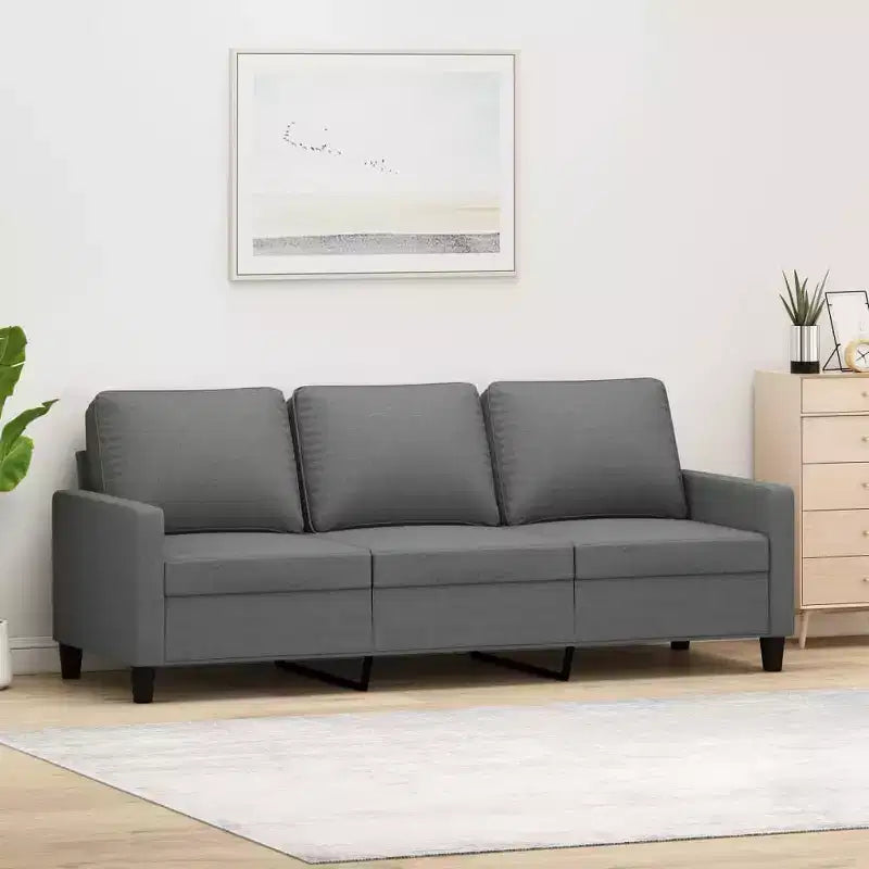 3-seater Sofa Dark Grey 100% Polyester Fabric, Metal, Textilene, Foam