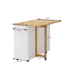 Okak Isla de Cocina Moderna con Encimera Abatible y Cajones, Carrito de Cocina Móvil con Ruedas y Estantes, Armario de Almacenamiento, Mesa de Comedor Plegable