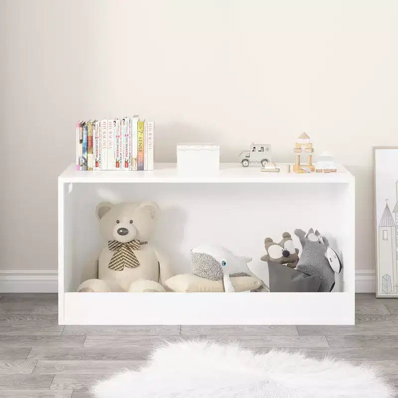 Caja de almacenamiento de juguetes abierta Whisen para niños, cubo organizador de madera, gran espacio de almacenamiento - Blanco