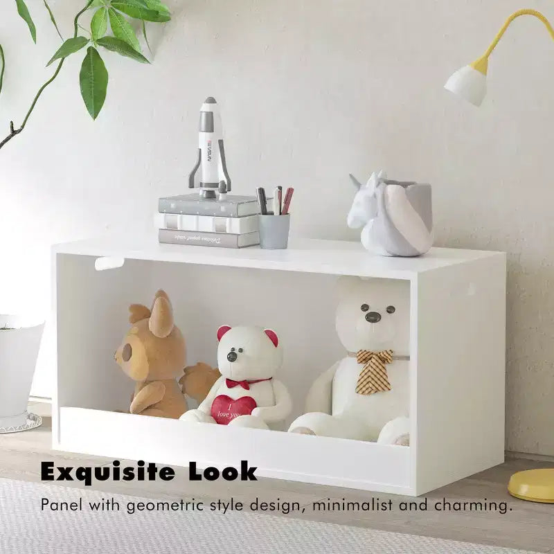 Caja de almacenamiento de juguetes abierta Whisen para niños, cubo organizador de madera, gran espacio de almacenamiento - Blanco