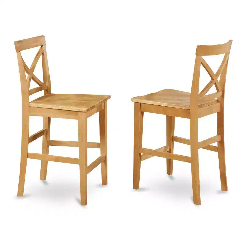 HomeStock Taburete de barra de mostrador de madera de respaldo alto con acabado marrón de 41.5 pulgadas de alto con forma rectangular sin tapizar