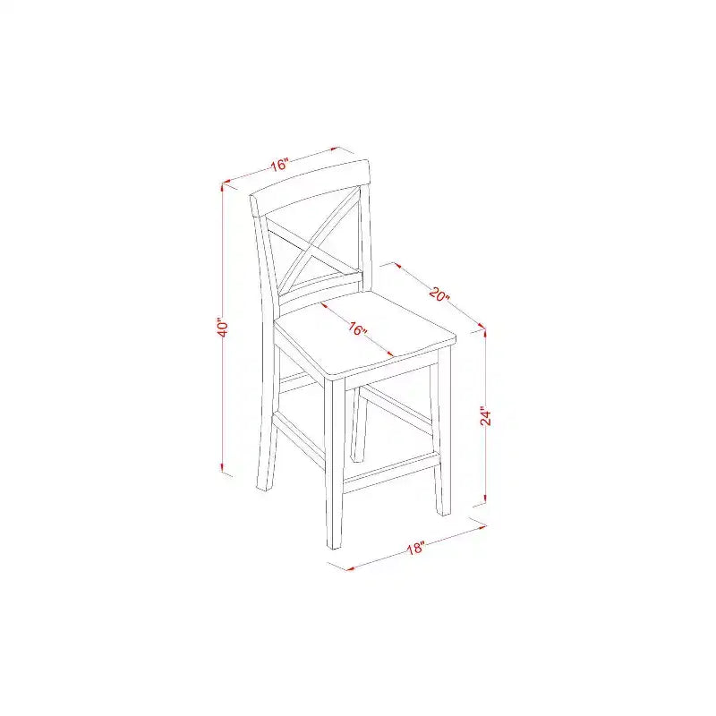 HomeStock Taburete de barra de mostrador de madera de respaldo alto con acabado marrón de 41.5 pulgadas de alto con forma rectangular sin tapizar