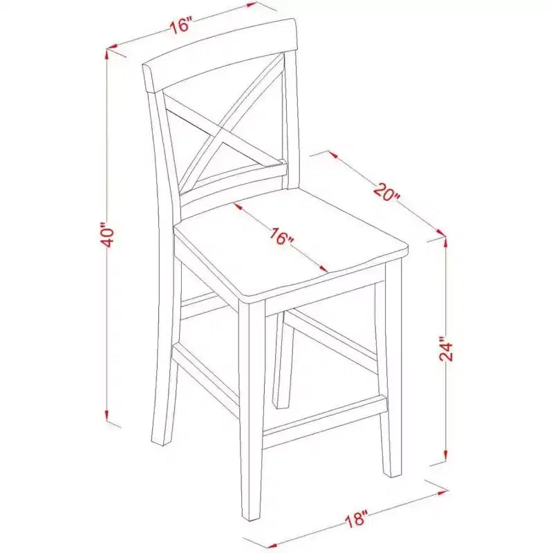 HomeStock Taburete de barra de mostrador de madera de respaldo alto con acabado marrón de 41.5 pulgadas de alto con forma rectangular sin tapizar
