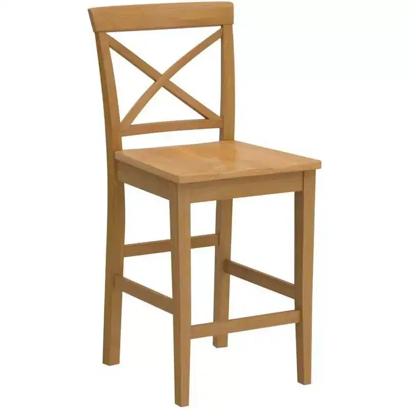 HomeStock Taburete de barra de mostrador de madera de respaldo alto con acabado marrón de 41.5 pulgadas de alto con forma rectangular sin tapizar