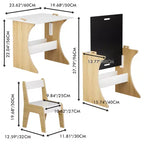 Juego de mesa Whisen para niños con una silla, mesa de estudio de madera multifuncional para niños - Tablero convertible - Blanco
