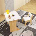 Juego de mesa Whisen para niños con una silla, mesa de estudio de madera multifuncional para niños - Tablero convertible - Blanco