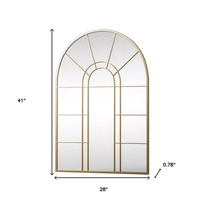 HomeRoots 41 Espejo decorativo enmarcado de metal negro con forma de arco y panel de ventana