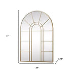 HomeRoots 41 Espejo decorativo enmarcado de metal negro con forma de arco y panel de ventana