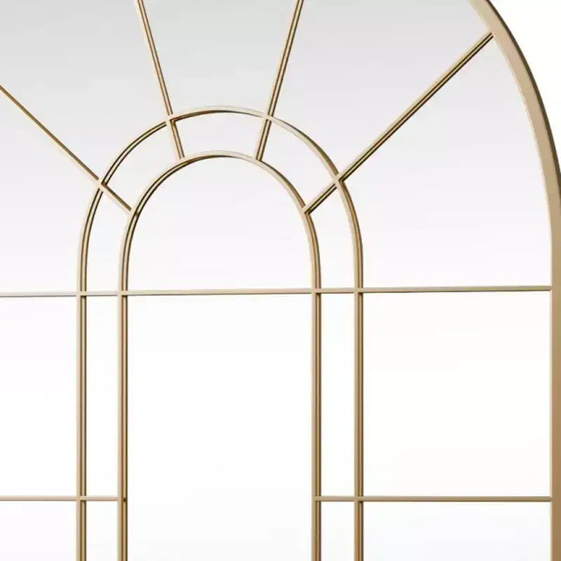 HomeRoots 41 Espejo decorativo enmarcado de metal negro con forma de arco y panel de ventana
