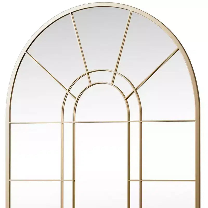 HomeRoots 41 Espejo decorativo enmarcado de metal negro con forma de arco y panel de ventana