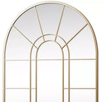 HomeRoots 41 Espejo decorativo enmarcado de metal negro con forma de arco y panel de ventana