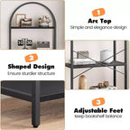 Estantería abierta de 5 niveles con arco, estantería moderna con marco de metal, estantería de pie para dormitorio, sala de estar, oficina en casa