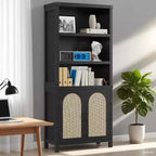 Estantería y Librería con Puertas, Estantería Alta de 180 cm con Armarios de Almacenamiento para Oficina en Casa