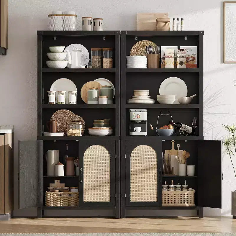Estantería y Librería con Puertas, Estantería Alta de 180 cm con Armarios de Almacenamiento para Oficina en Casa