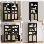 Estantería y Librería con Puertas, Estantería Alta de 180 cm con Armarios de Almacenamiento para Oficina en Casa