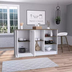 HomeStock 35 pulg. de alto. Islas de cocina de aglomerado con 2 puertas y 5 estantes