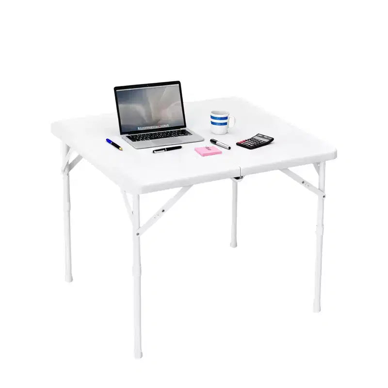 Mesa Plegable Cuadrada de 34, Mesa Plegable Portátil Multifuncional para Cartas con Asa de Transporte para Uso en Interiores, Exteriores, Camping, con Superficie de Plástico