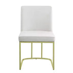 Juego de 2 sillas de comedor Royal Hampton de 24 pulgadas, terciopelo suave blanquecino, base de metal dorado